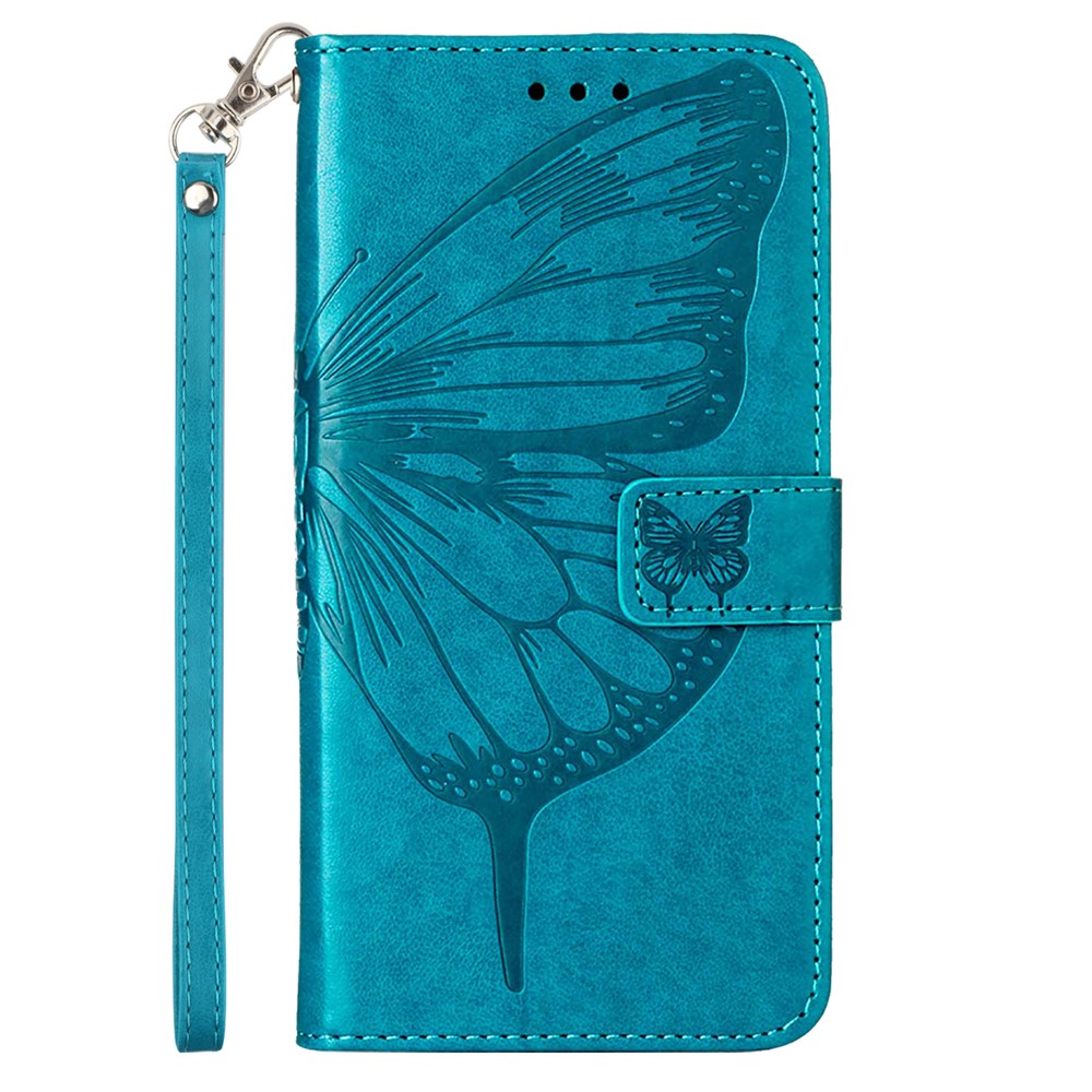 For Samsung Galaxy A54 5G Wallet Case with Wrist Strap Butterfly Imprint Leather Phone Cover