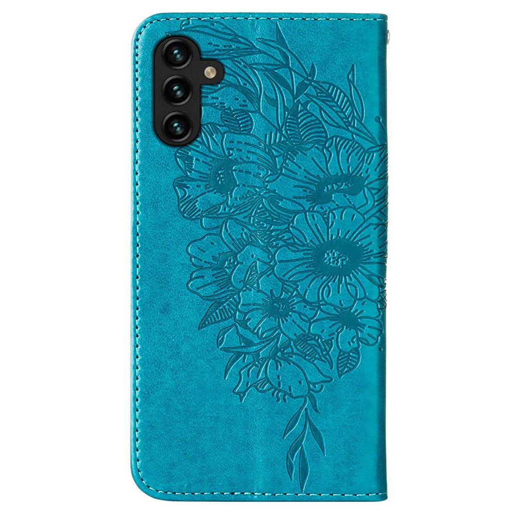For Samsung Galaxy A54 5G Wallet Case with Wrist Strap Butterfly Imprint Leather Phone Cover