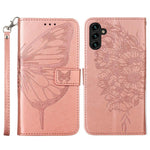 For Samsung Galaxy A54 5G Wallet Case with Wrist Strap Butterfly Imprint Leather Phone Cover