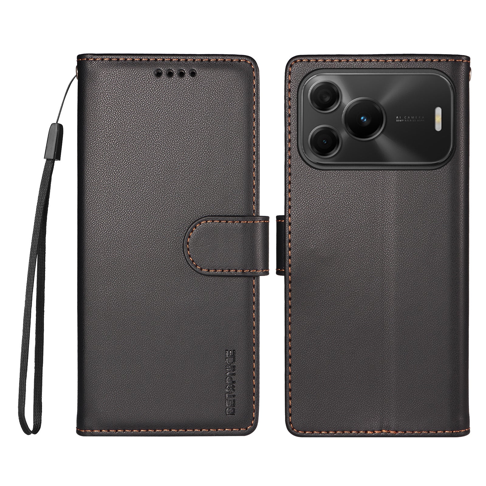 BETOPNICE för Huawei nova 16 SE 5G 006 Skal RFID-blockerande plånboksfodral i läder med handledsrem