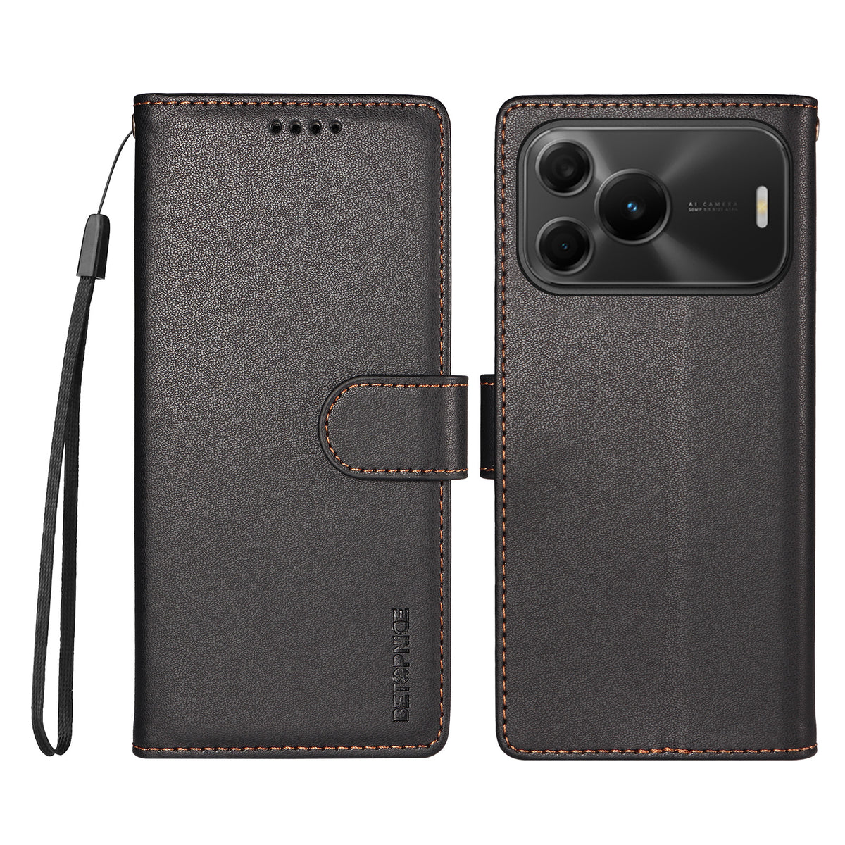 BETOPNICE för Huawei nova 16 SE 5G 006 Skal RFID-blockerande plånboksfodral i läder med handledsrem