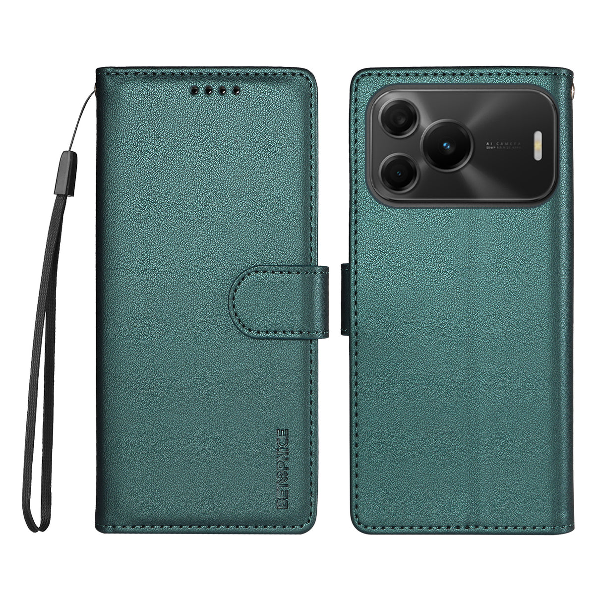 BETOPNICE för Huawei nova 16 SE 5G 006 Skal RFID-blockerande plånboksfodral i läder med handledsrem