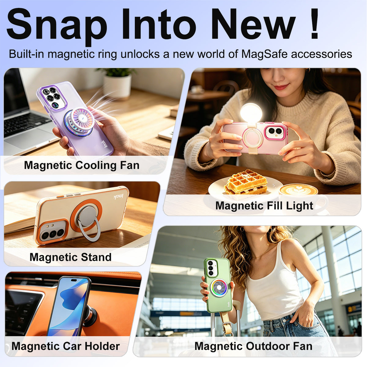IMAK för Xiaomi 17T Magnetiskt Skal Godisfärgat Fallskyddande TPU + PET Bakstycke