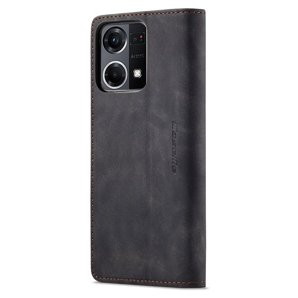 CASEME 013-serien för Oppo Reno7 4G / Reno8 4G / F21 Pro 4G PU-läder plånboksfodral magnetiskt självabsorberande stativ mobilfodral