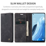 CASEME 013-serien för Oppo Reno7 4G / Reno8 4G / F21 Pro 4G PU-läder plånboksfodral magnetiskt självabsorberande stativ mobilfodral