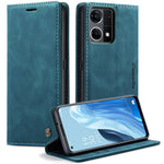 CASEME 013-serien för Oppo Reno7 4G / Reno8 4G / F21 Pro 4G PU-läder plånboksfodral magnetiskt självabsorberande stativ mobilfodral