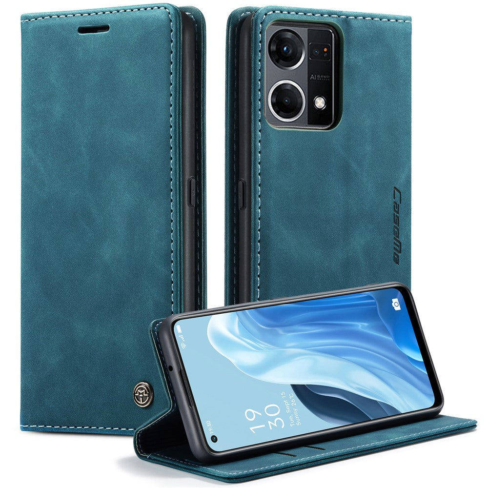 CASEME 013-serien för Oppo Reno7 4G / Reno8 4G / F21 Pro 4G PU-läder plånboksfodral magnetiskt självabsorberande stativ mobilfodral