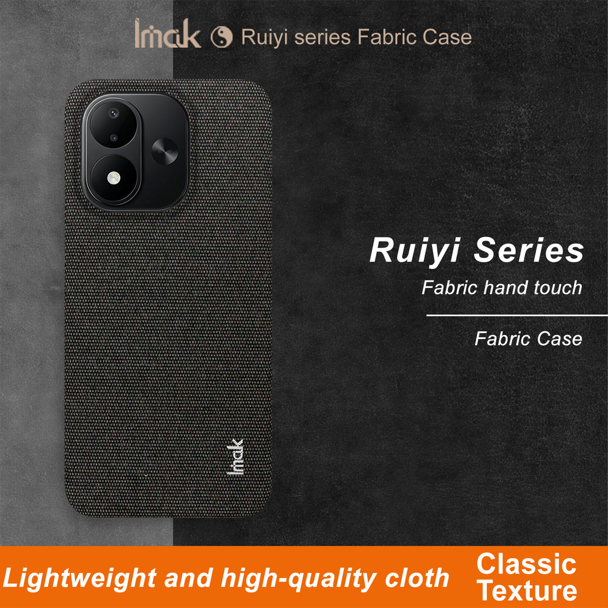 IMAK Ruiyi-seriens cover i stof med tekstur, læder + PC-bagside til Xiaomi Redmi Note 17 5G (Global) / Xiaomi Redmi Note 17 (Indien/Kina) 5G / Xiaomi Redmi Note 17 4G (Global)