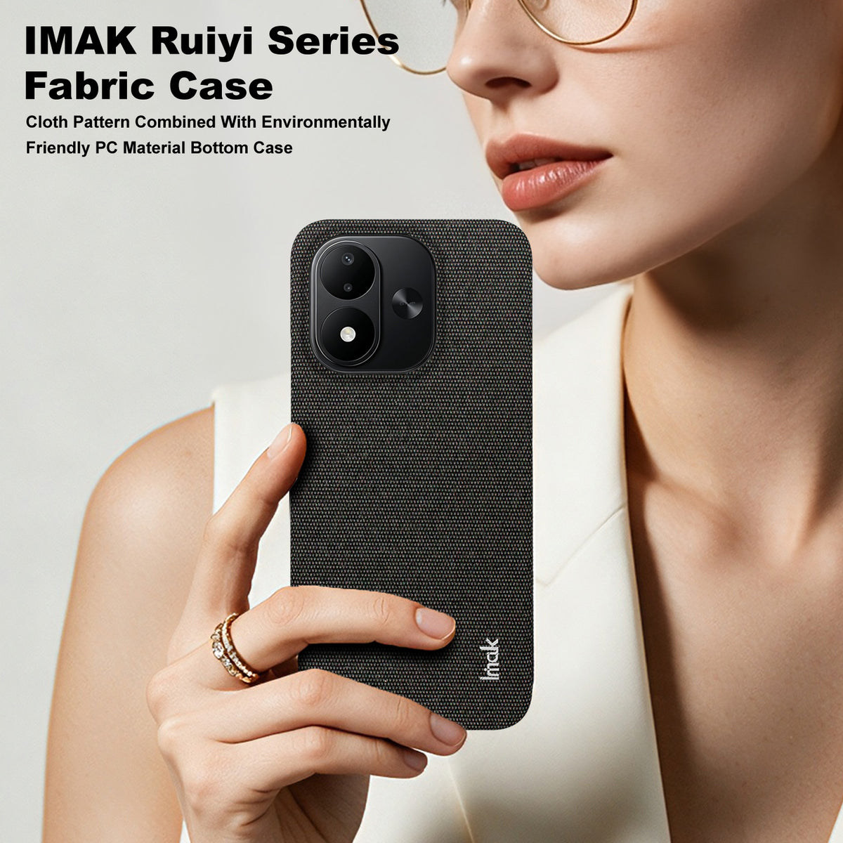 IMAK Ruiyi-seriens cover i stof med tekstur, læder + PC-bagside til Xiaomi Redmi Note 17 5G (Global) / Xiaomi Redmi Note 17 (Indien/Kina) 5G / Xiaomi Redmi Note 17 4G (Global)