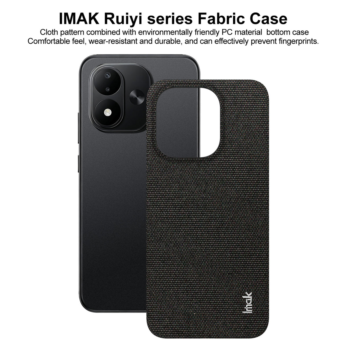 IMAK Ruiyi-seriens cover i stof med tekstur, læder + PC-bagside til Xiaomi Redmi Note 17 5G (Global) / Xiaomi Redmi Note 17 (Indien/Kina) 5G / Xiaomi Redmi Note 17 4G (Global)