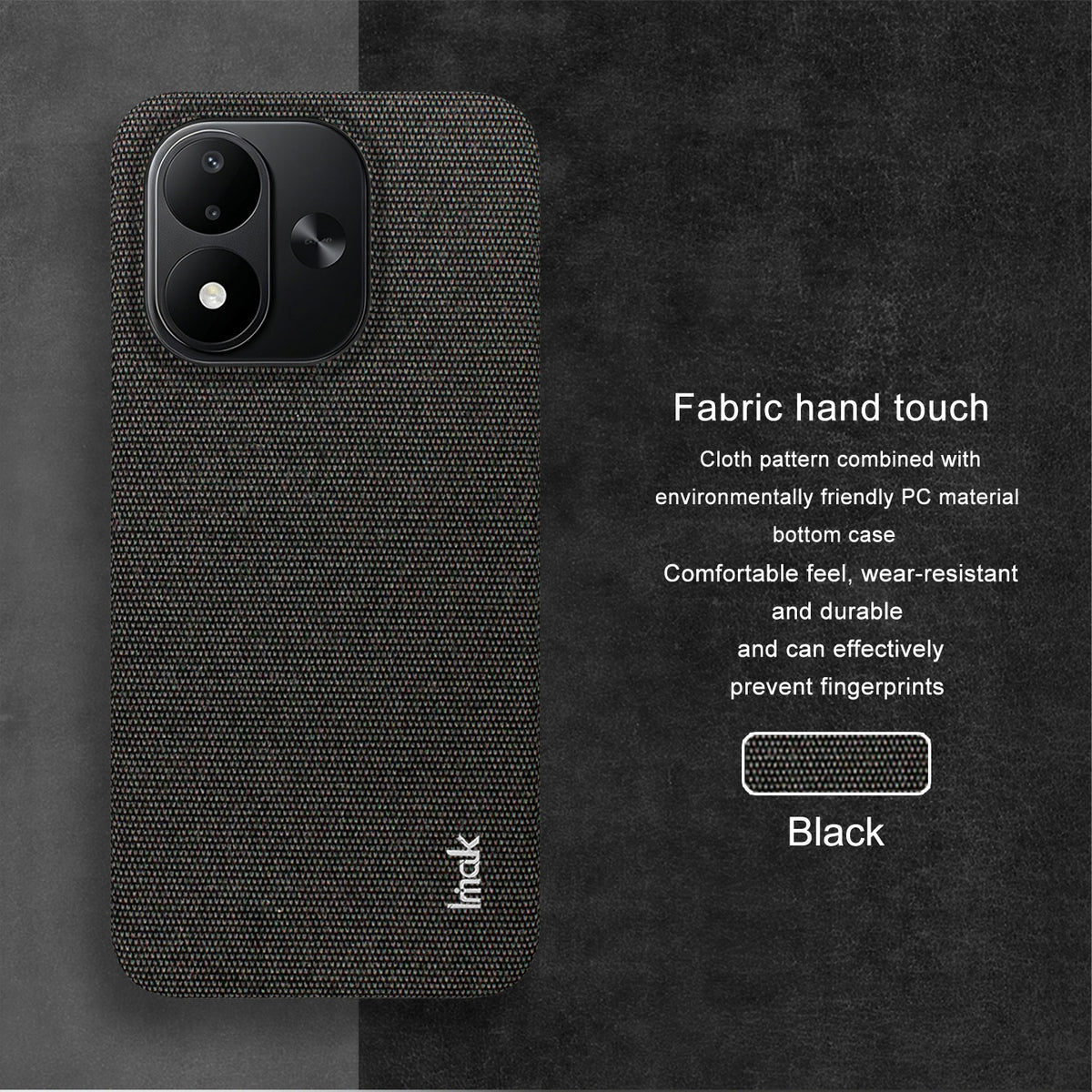IMAK Ruiyi-seriens cover i stof med tekstur, læder + PC-bagside til Xiaomi Redmi Note 17 5G (Global) / Xiaomi Redmi Note 17 (Indien/Kina) 5G / Xiaomi Redmi Note 17 4G (Global)