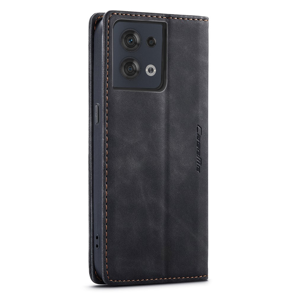 CASEME 013 Series for Oppo Reno8 5G (Global Version) PU Leather Drop-proof Wallet Case Magnetic Auto-absorbed Phone Stand Case