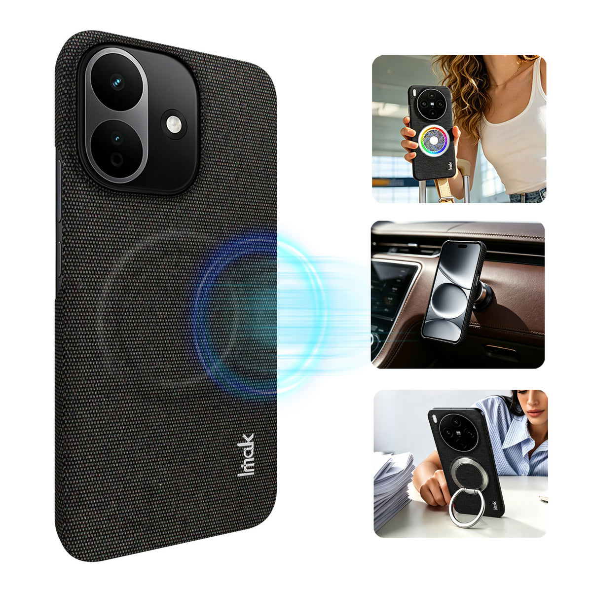 IMAK för Xiaomi Redmi Note 17 Pro 5G Ruiyi-serien Magnetiskt skal Tygstruktur Läder + PC-baksida för mobil
