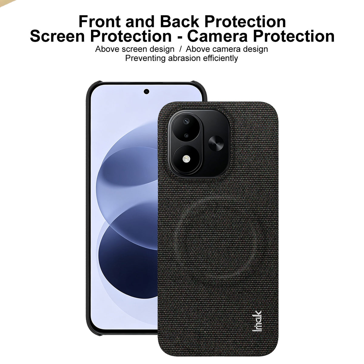 IMAK Ruiyi-seriens magnetiske cover i stof med tekstur, læder + PC-bagside til Xiaomi Redmi Note 17 5G (Global) / Xiaomi Redmi Note 17 (Indien/Kina) 5G / Xiaomi Redmi Note 17 4G (Global)