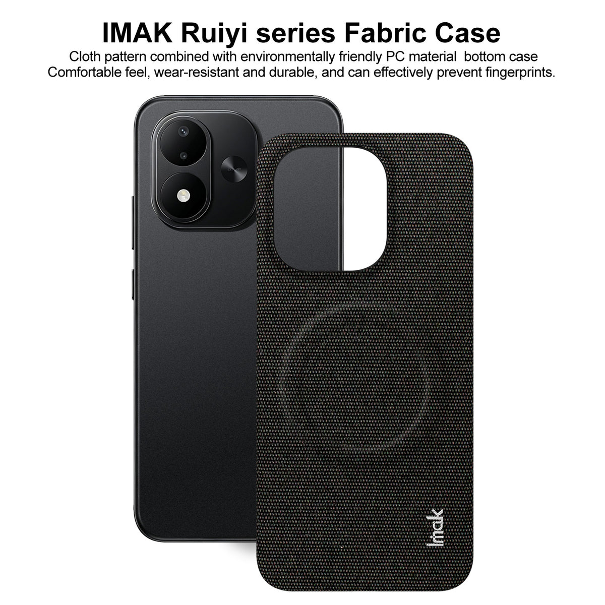 IMAK Ruiyi-seriens magnetiske cover i stof med tekstur, læder + PC-bagside til Xiaomi Redmi Note 17 5G (Global) / Xiaomi Redmi Note 17 (Indien/Kina) 5G / Xiaomi Redmi Note 17 4G (Global)