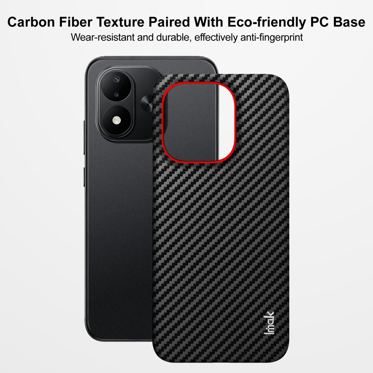 IMAK för Xiaomi Redmi Note 17 5G (Global) / Xiaomi Redmi Note 17 (Indien/Kina) 5G / Xiaomi Redmi Note 17 4G (Global) Ruiyi-seriens skal i kolfibertexturerat läder + PC-skyddsfodral