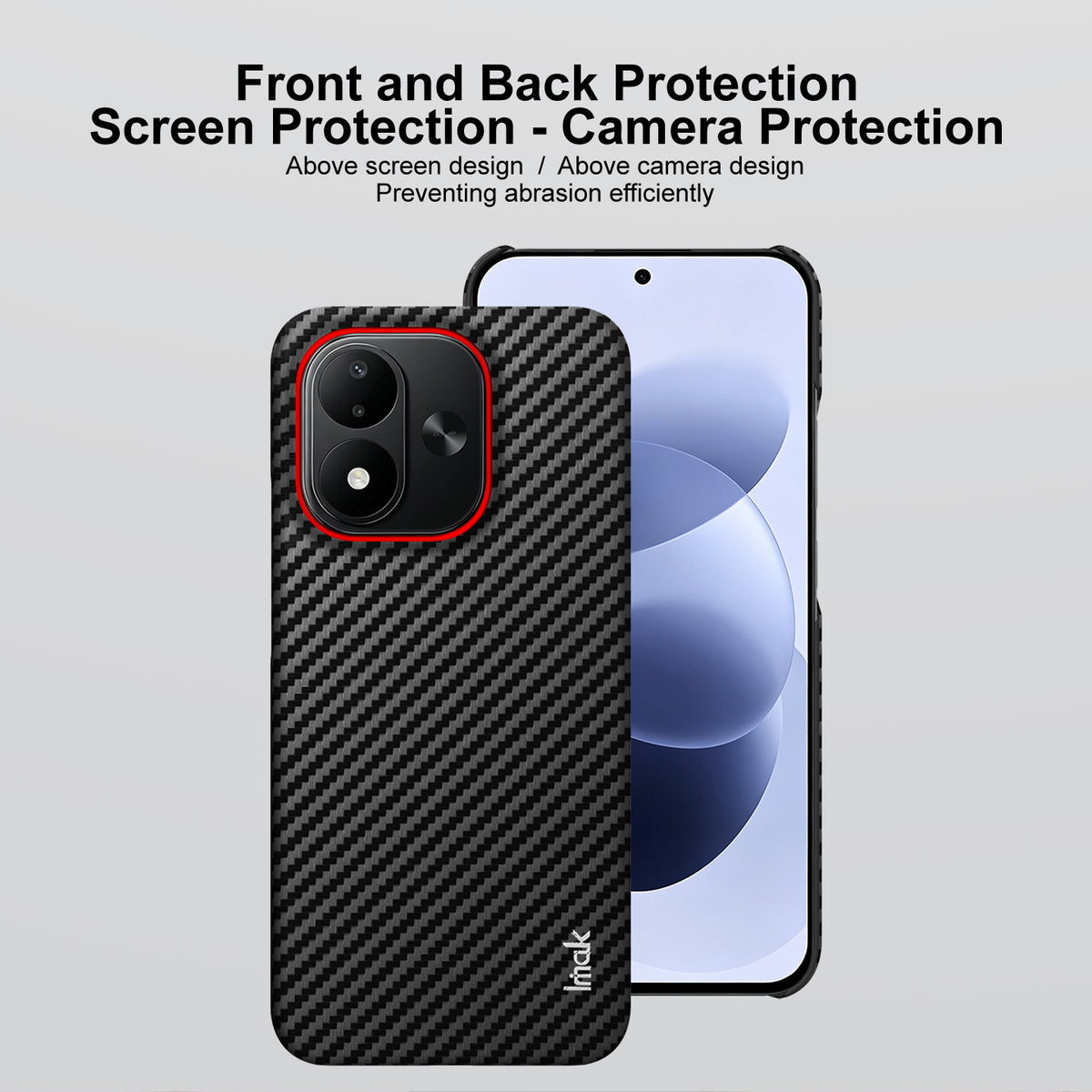IMAK för Xiaomi Redmi Note 17 5G (Global) / Xiaomi Redmi Note 17 (Indien/Kina) 5G / Xiaomi Redmi Note 17 4G (Global) Ruiyi-seriens skal i kolfibertexturerat läder + PC-skyddsfodral