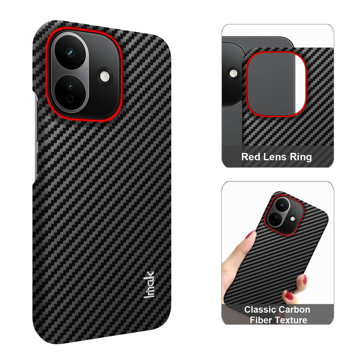 IMAK för Xiaomi Redmi Note 17 Pro 5G Ruiyi-seriens skal i kolfibertexturerat läder + PC-skyddsfodral
