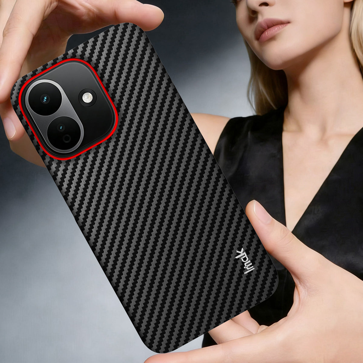 IMAK för Xiaomi Redmi Note 17 Pro 5G Ruiyi-seriens skal i kolfibertexturerat läder + PC-skyddsfodral