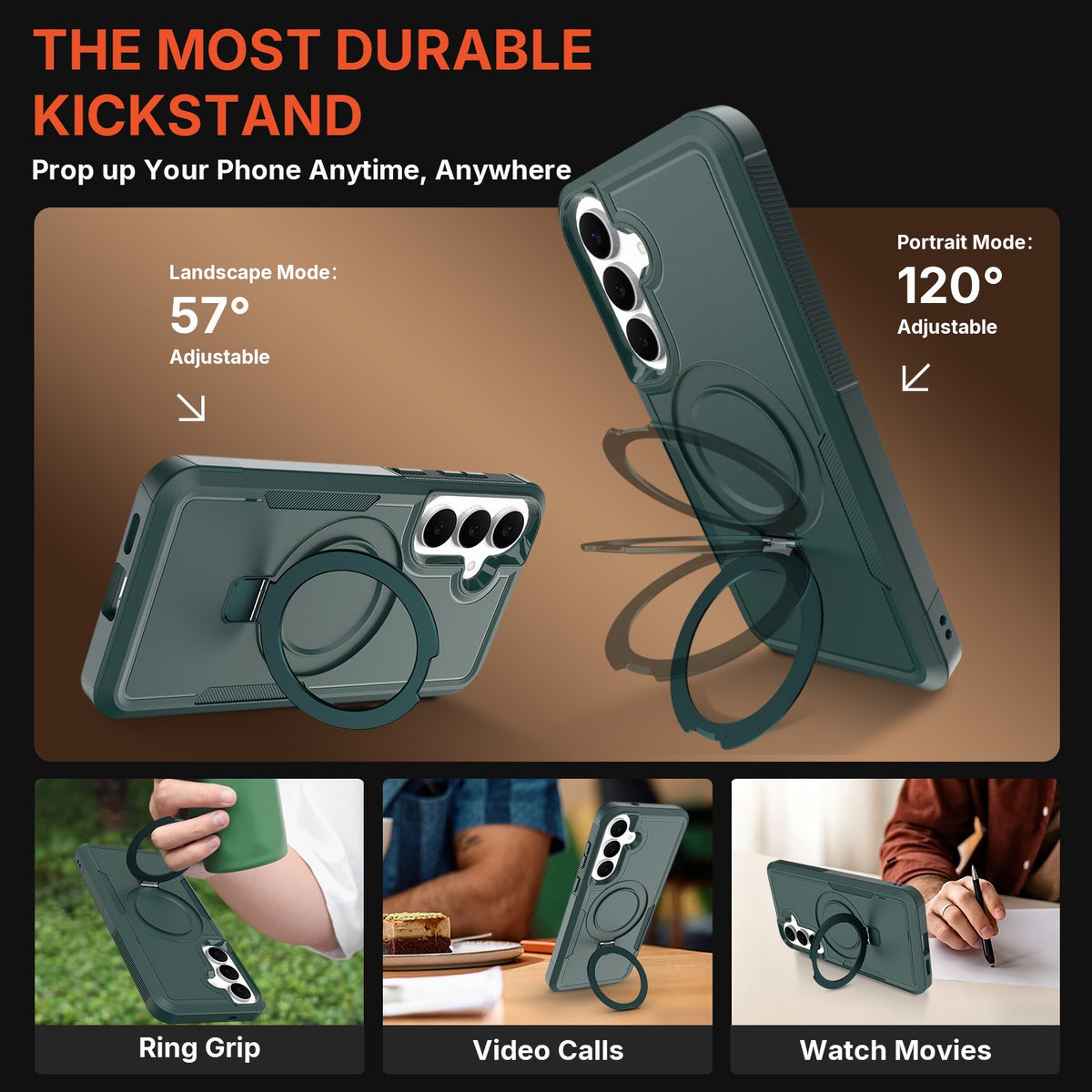 Magnetisk, drejeligt stativcover til Samsung Galaxy A56 5G / Galaxy A36 5G / Galaxy A27 5G / Galaxy A37 5G, PC + TPU-mobilbeskyttelse