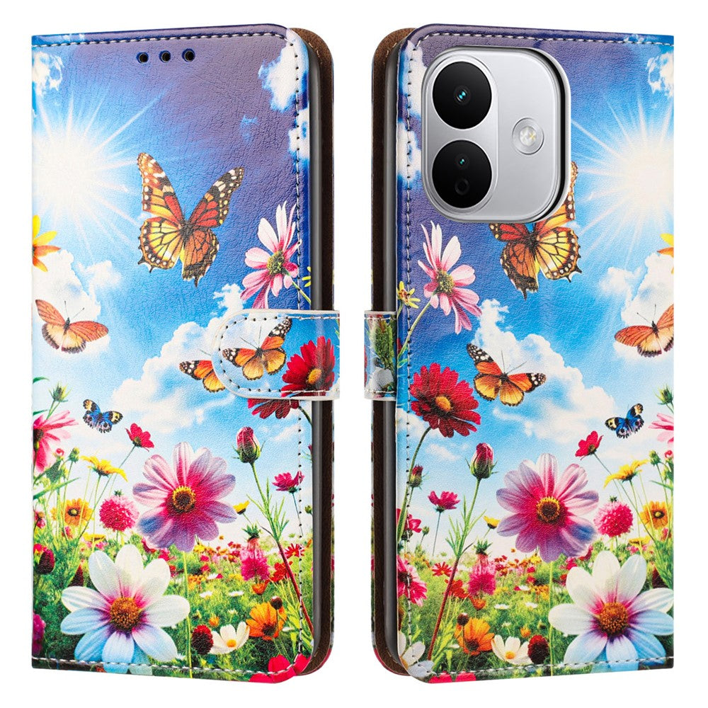 Plånboksfodral för Xiaomi Redmi Note 17 Pro Max 5G / 17 Pro+ 5G / 17 Pro 5G Mönstertryckt Flipstativ PU-lädermobilskal med handledsrem