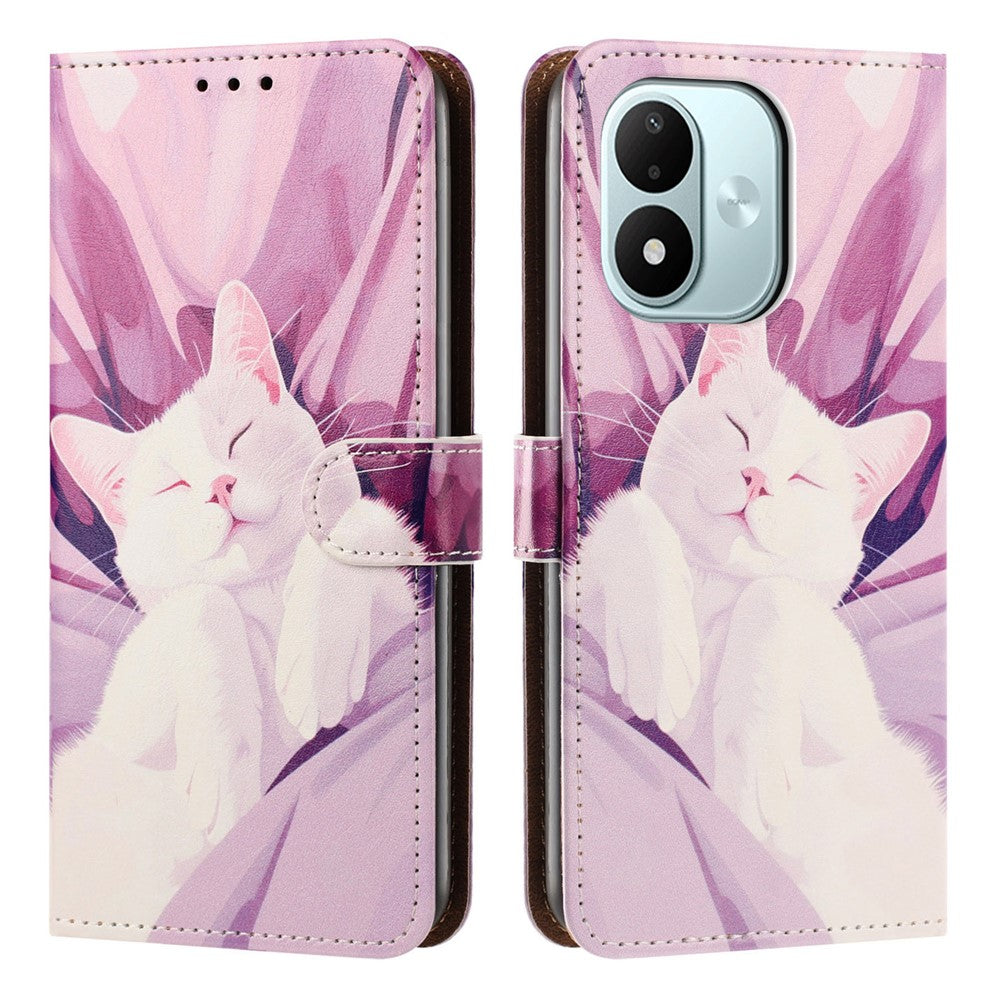 Plånboksfodral för Xiaomi Redmi Note 17 5G (Global) / 17 4G (Global) / 17 (Indien/Kina) 5G, mönstertryckt fällbart stativ, PU-läder, mobilskal med handledsrem