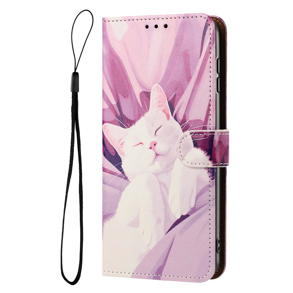 Plånboksfodral för Xiaomi Redmi Note 17 5G (Global) / 17 4G (Global) / 17 (Indien/Kina) 5G, mönstertryckt fällbart stativ, PU-läder, mobilskal med handledsrem