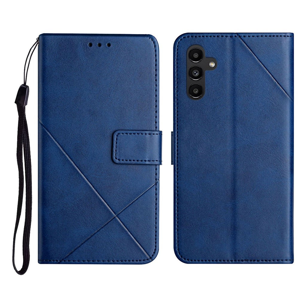 Samsung Galaxy S26 FE-skal Linjemönster Plånboksfodral i läder med handledsrem