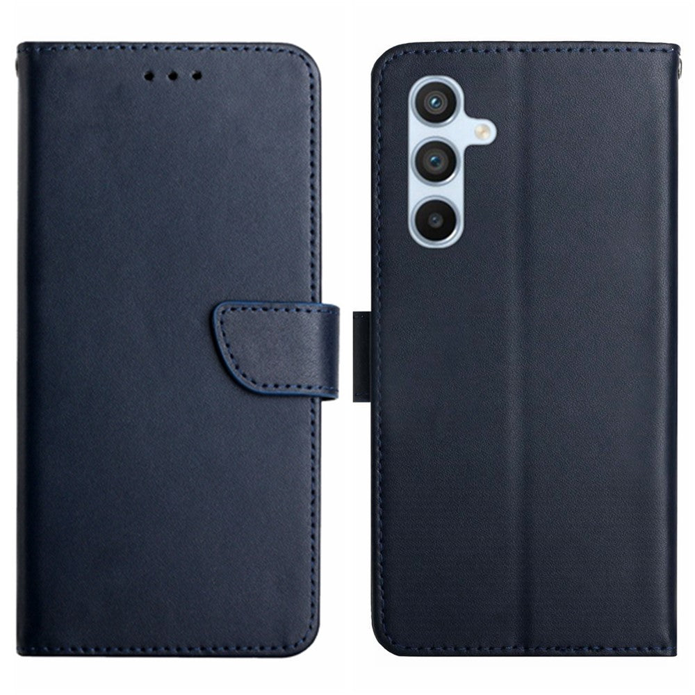HT02 Nappa Texture Phone Cover for Samsung Galaxy A34 5G, Magnetic Clasp Genuine Leather Wallet Stand Anti-scratch Flip Phone Case