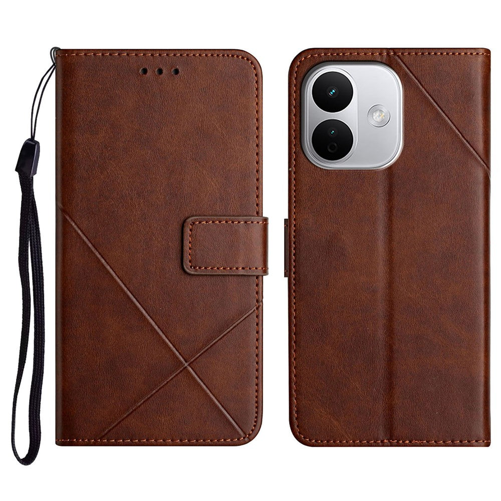 Leather Case For Xiaomi Redmi Note 17 Pro Max 5G  /  17 Pro+ 5G  /  17 Pro 5G Line Pattern Wallet Phone Cover with Wrist Strap