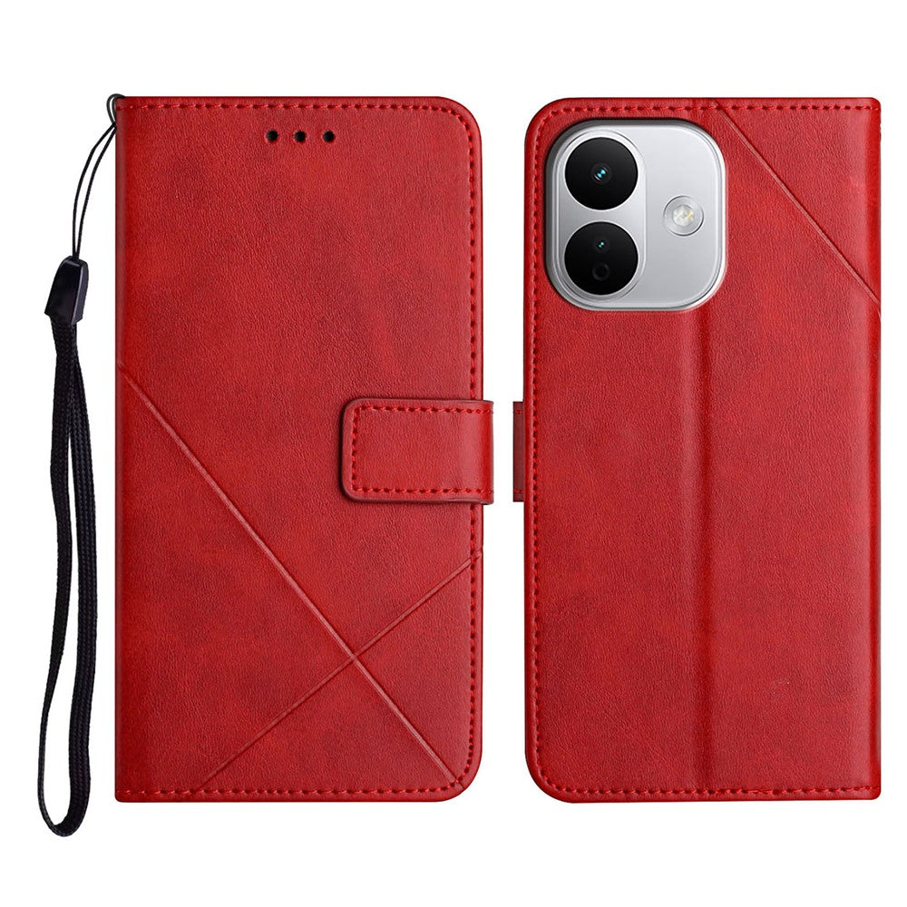 Leather Case For Xiaomi Redmi Note 17 Pro Max 5G  /  17 Pro+ 5G  /  17 Pro 5G Line Pattern Wallet Phone Cover with Wrist Strap