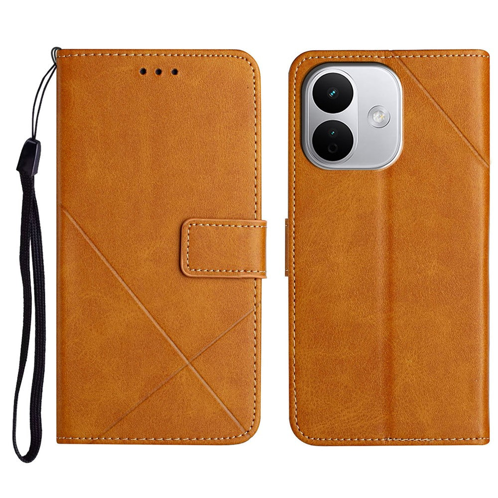 Leather Case For Xiaomi Redmi Note 17 Pro Max 5G  /  17 Pro+ 5G  /  17 Pro 5G Line Pattern Wallet Phone Cover with Wrist Strap