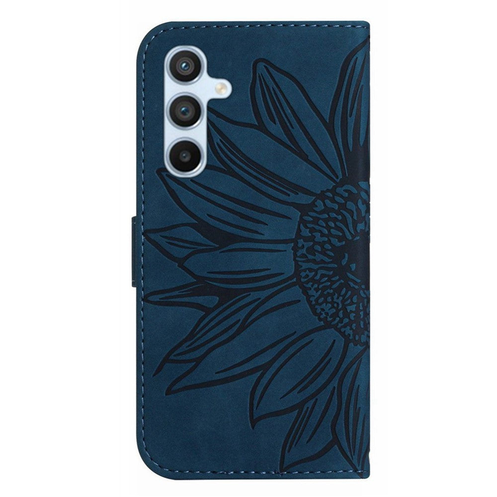 Samsung Galaxy A34 5G HT04 Solrospräglat Flip-fodral i plånbok med skin-touch-funktion, PU-läder, stativ, magnetiskt fallskydd och handrem