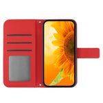 HT04 Sunflower Imprinted Phone Case for Samsung Galaxy A34 5G, PU Leather Wallet Stand Skin-touch Shockproof Phone Cover with Shoulder Strap