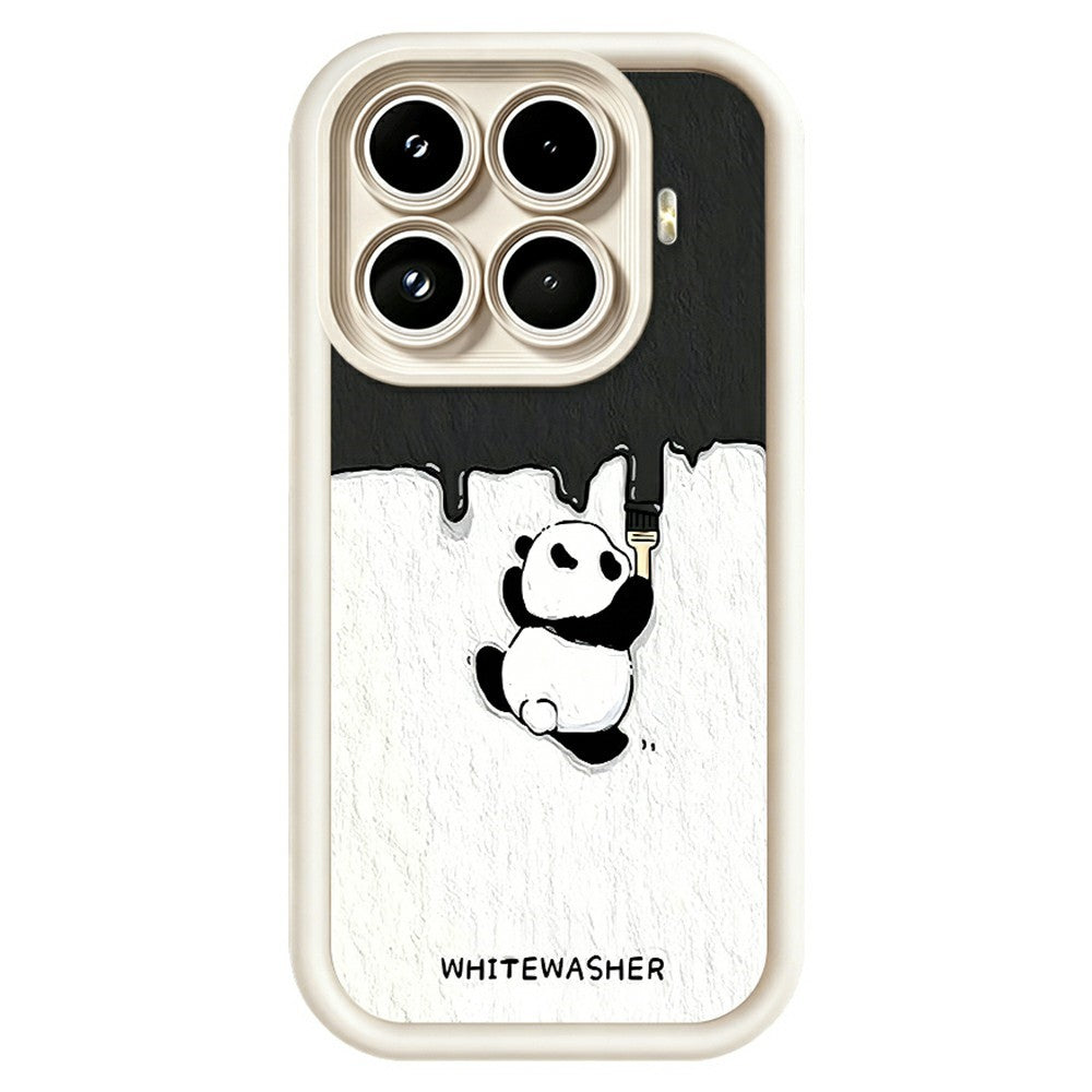 For Xiaomi 17T Pro Phone Case TPU Rubberized Anti-Slip Whitewasher Panda Pattern Back Cover