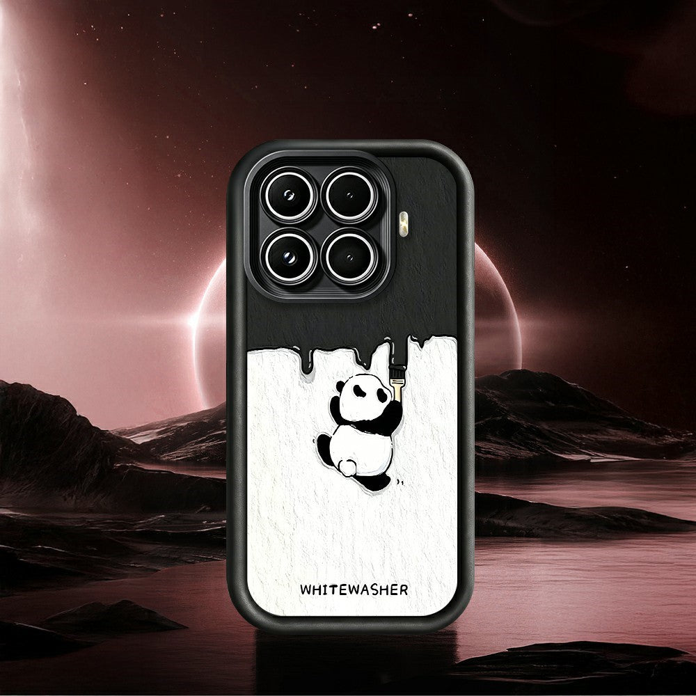 For Xiaomi 17T Pro Phone Case TPU Rubberized Anti-Slip Whitewasher Panda Pattern Back Cover