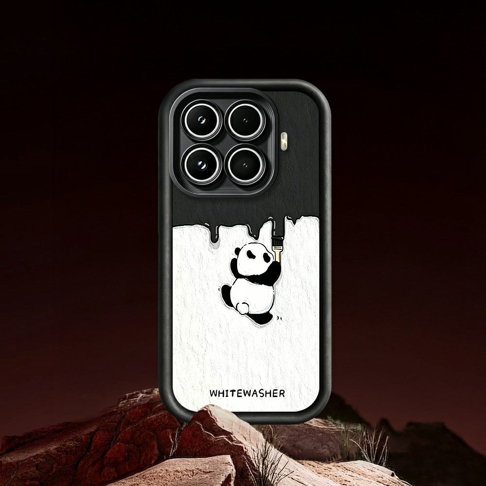 For Xiaomi 17T Pro Phone Case TPU Rubberized Anti-Slip Whitewasher Panda Pattern Back Cover