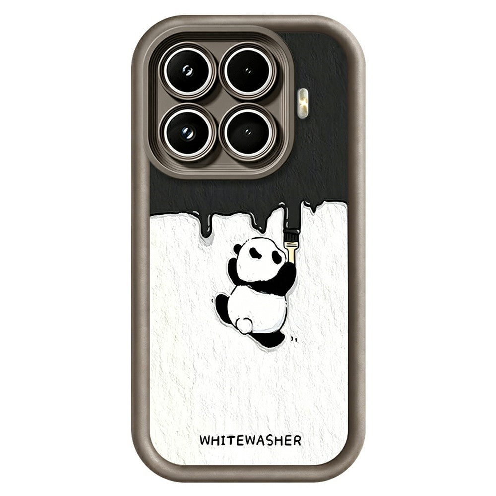 For Xiaomi 17T Pro Phone Case TPU Rubberized Anti-Slip Whitewasher Panda Pattern Back Cover
