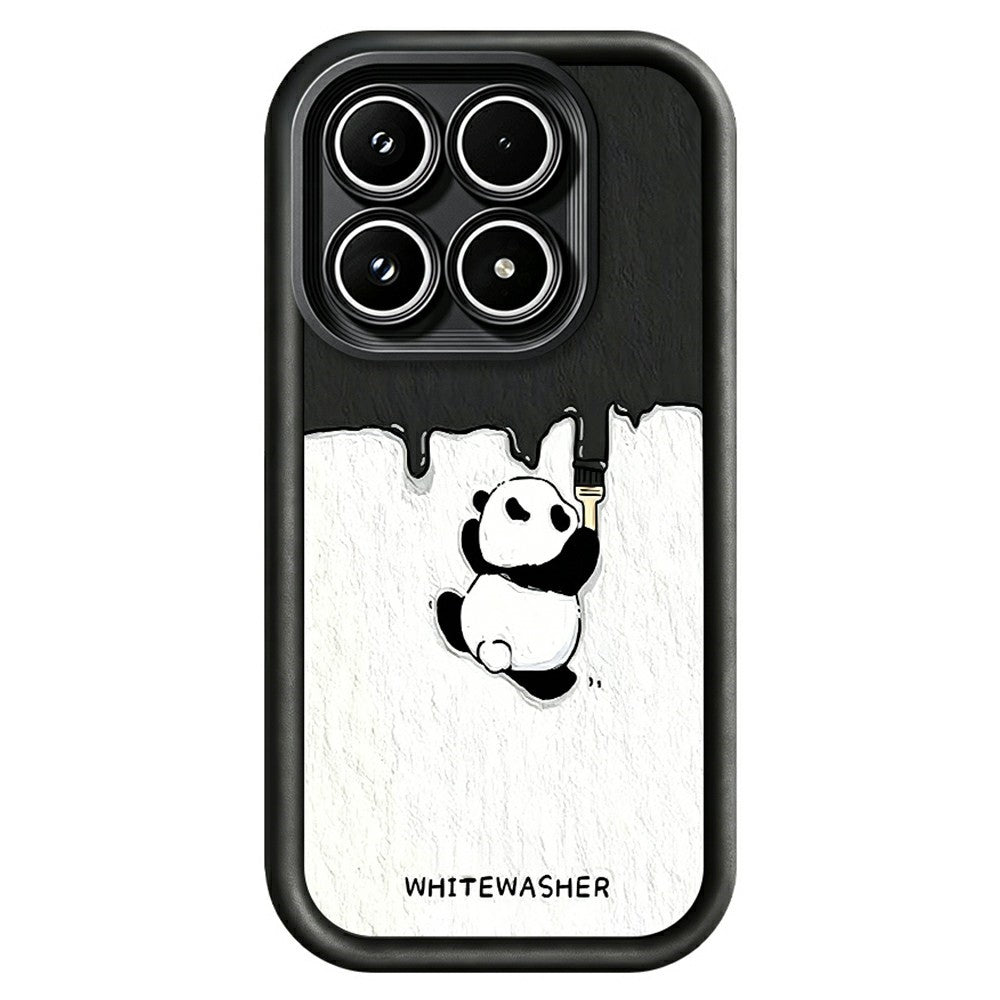 For Xiaomi 17 Phone Case TPU Rubberized Anti-Slip Whitewasher Panda Pattern Back Cover