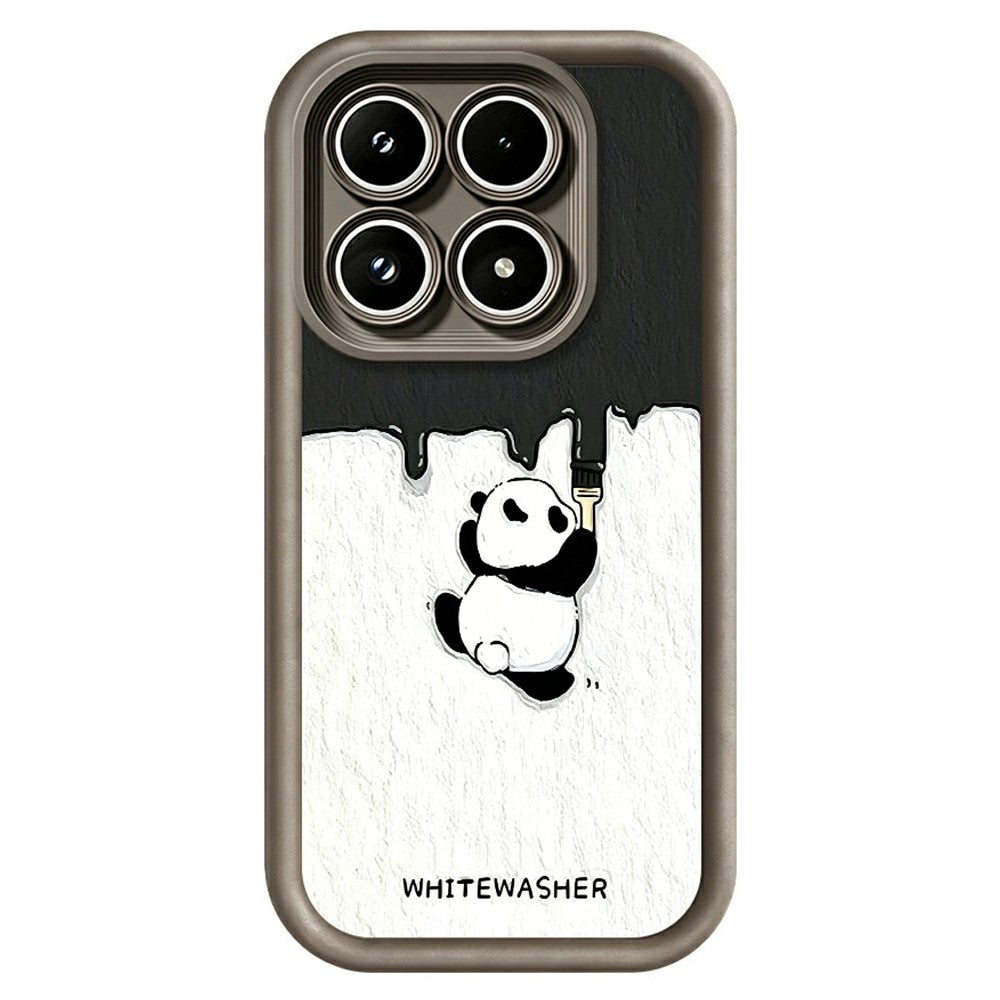 For Xiaomi 17 Phone Case TPU Rubberized Anti-Slip Whitewasher Panda Pattern Back Cover