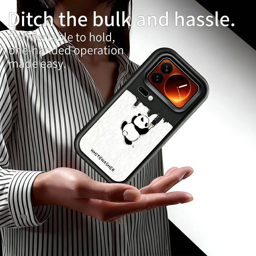 For Xiaomi 17 Pro Phone Case TPU Rubberized Anti-Slip Whitewasher Panda Pattern Back Cover