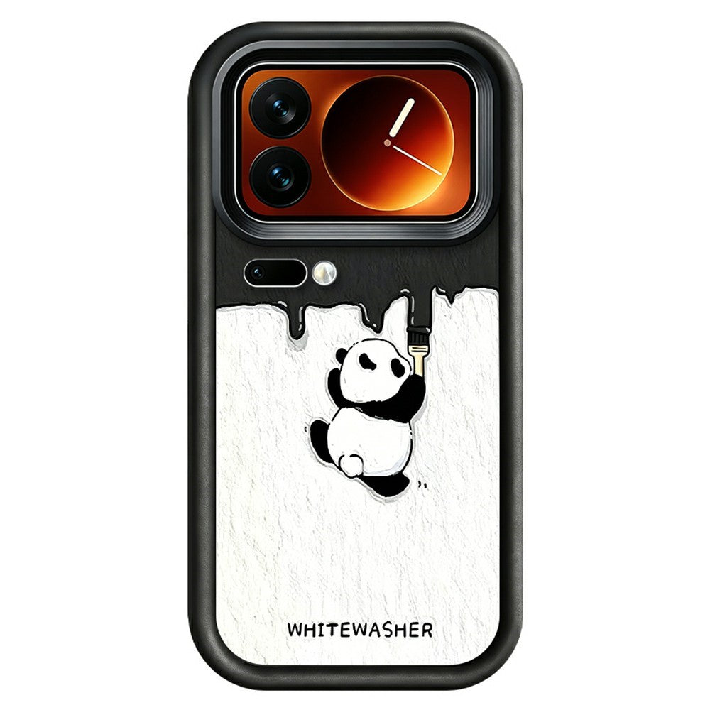For Xiaomi 17 Pro Phone Case TPU Rubberized Anti-Slip Whitewasher Panda Pattern Back Cover
