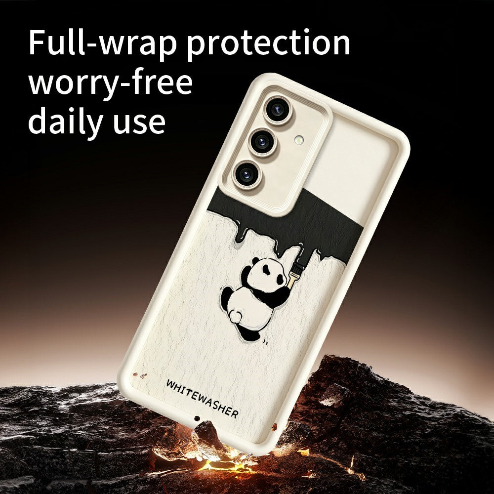 Samsung Galaxy S26 mobilskal TPU Gummerat Antihalk Vitkalkande Panda Mönster Baksida