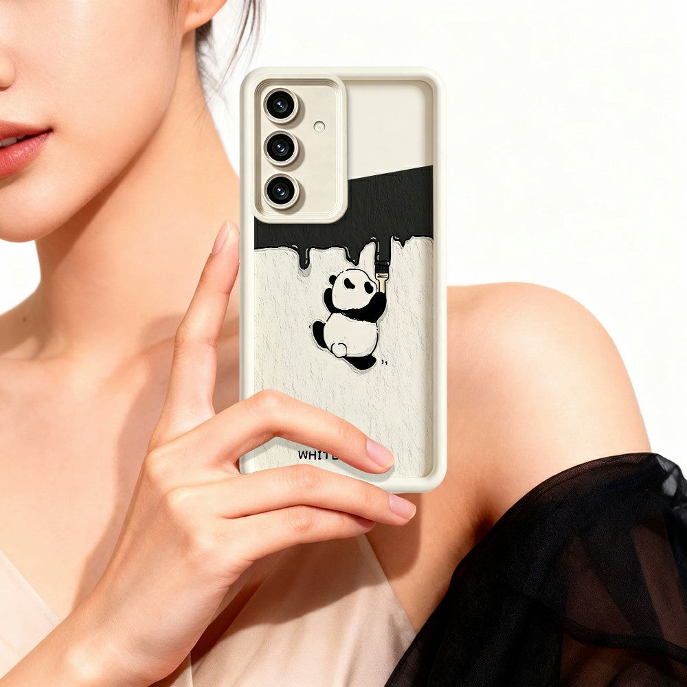 Samsung Galaxy S26 mobilskal TPU Gummerat Antihalk Vitkalkande Panda Mönster Baksida