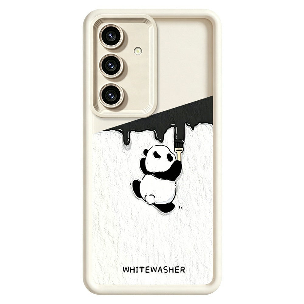 Samsung Galaxy S26+ mobilskal TPU Gummerat Antihalk Vitkalkande Panda Mönster Baksida