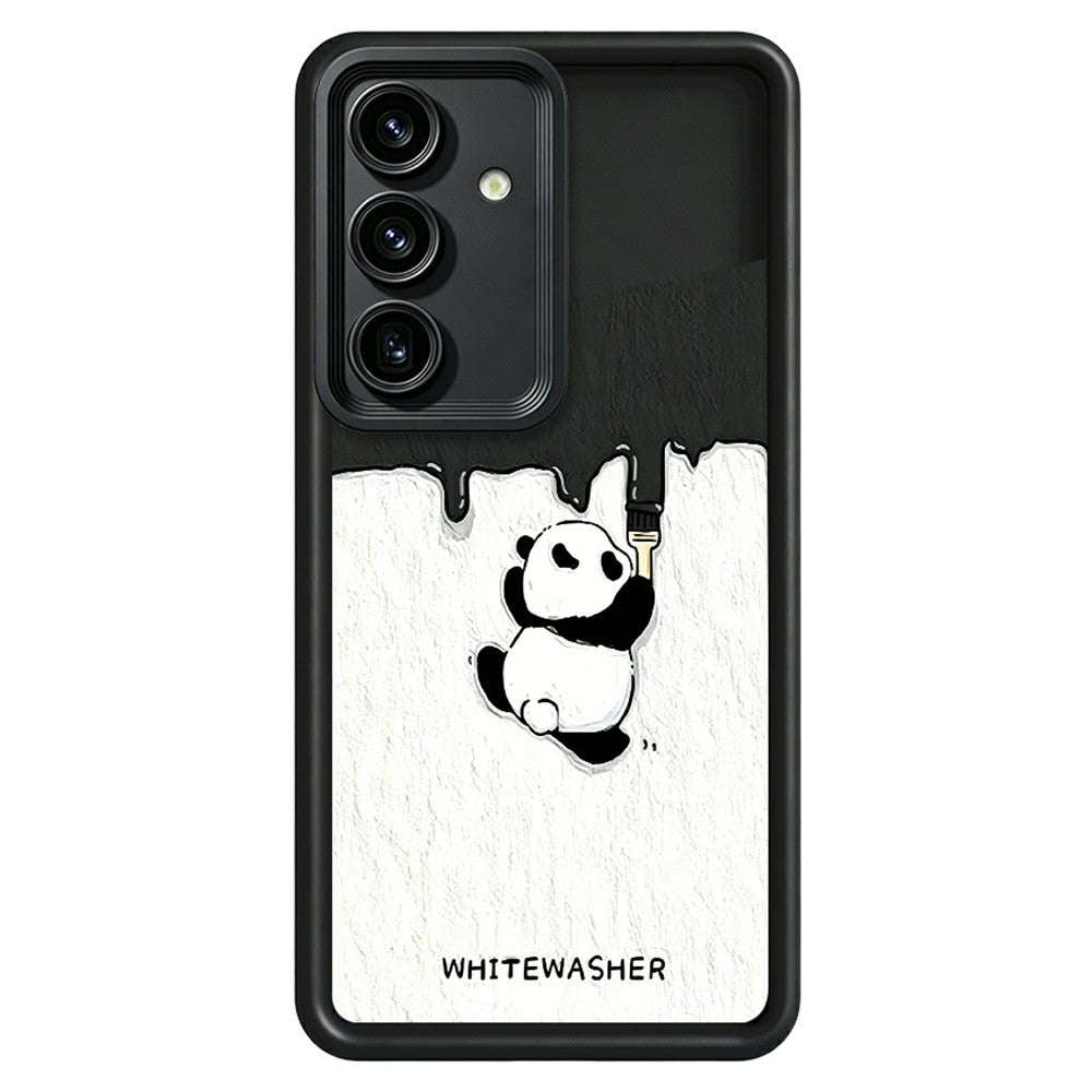 Samsung Galaxy S26+ mobilskal TPU Gummerat Antihalk Vitkalkande Panda Mönster Baksida