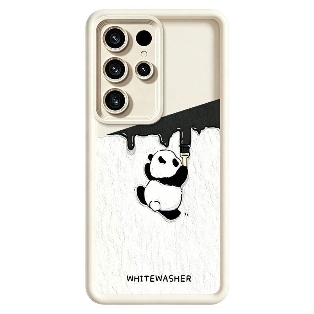 Samsung Galaxy S26 Ultra mobilskal TPU Gummerat Antihalk Vitkalkning Panda Mönster Baksida