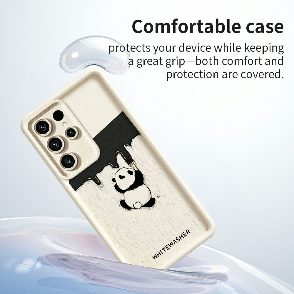 Samsung Galaxy S26 Ultra mobilskal TPU Gummerat Antihalk Vitkalkning Panda Mönster Baksida