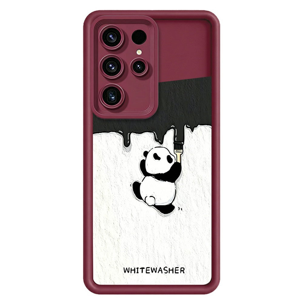 Samsung Galaxy S26 Ultra mobilskal TPU Gummerat Antihalk Vitkalkning Panda Mönster Baksida