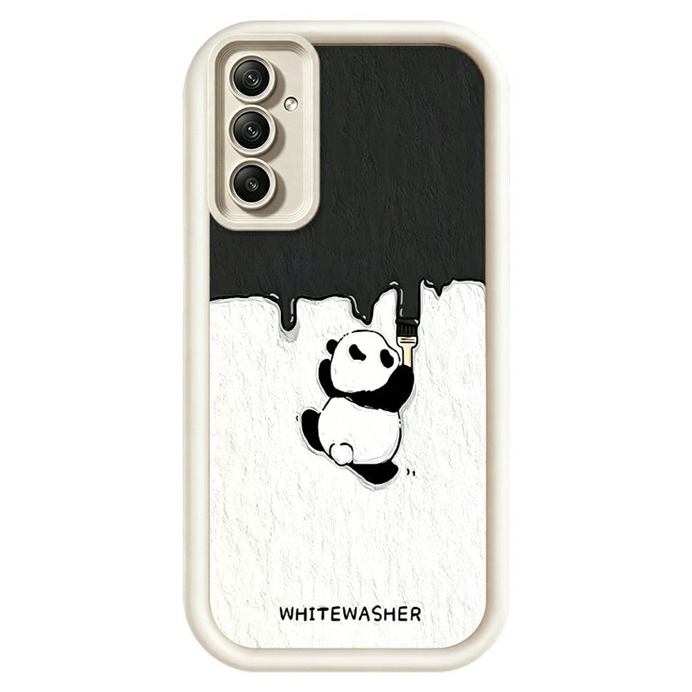 mobilskal till Samsung Galaxy A18 5G / A18 4G / A17 4G / A17 5G TPU Gummerat Antihalkigt Vitkalkat Panda Mönster Baksida